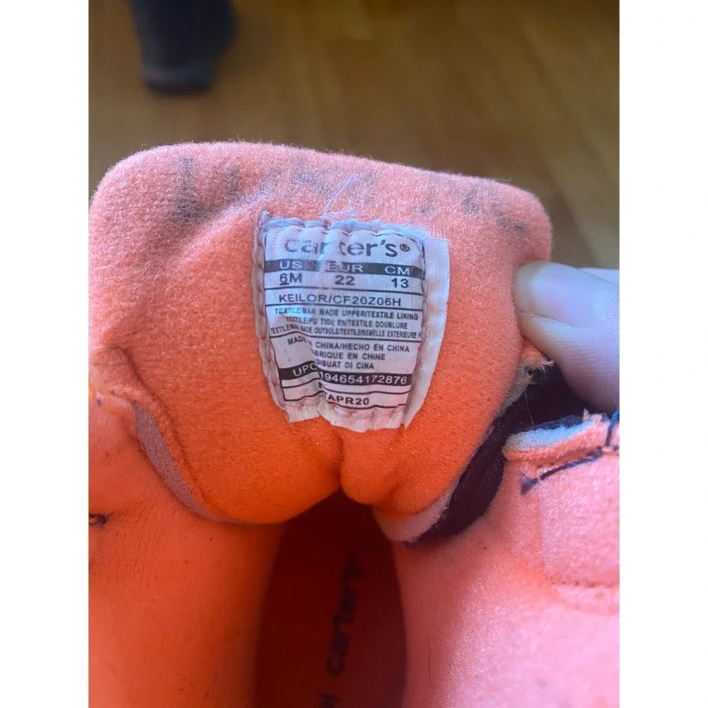 Carters Navy Blue/Orange Toddler Winter Boot w/ hook & loop closure. Size 6M. F1